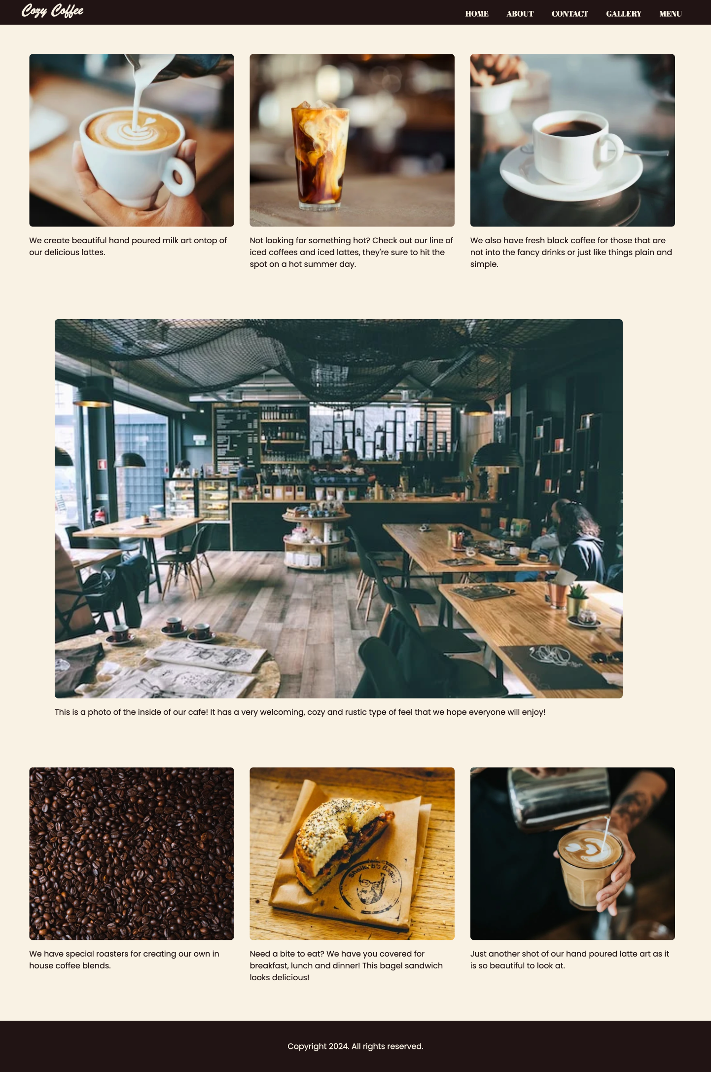 Cozy Coffee Gallery Page